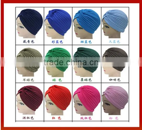 New Design Unisex Pure Color Turban Headband/ Hat Watermelon Cap Headset Cap India Cap Folding In Hair Wrap/Woman Fashion Band