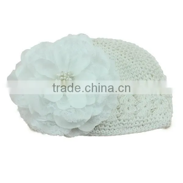 fashion cheap fancy baby crochet hat with pretty flower