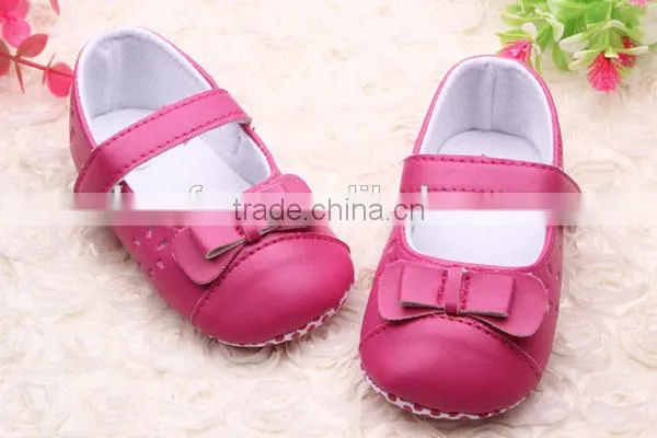 PU Leather Princess Bow Girls Kids Newborn Baby Flat First Walkers Shoes