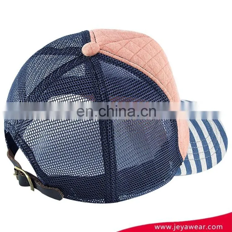 Fashion mesh trucker baseball cap with washed broken pre-curved visor