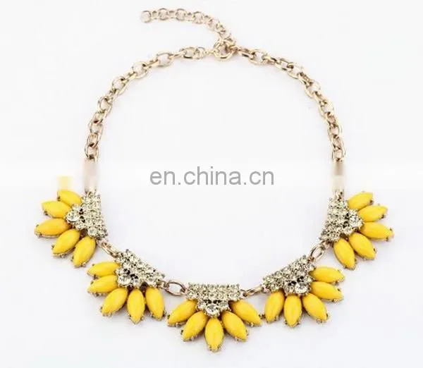 Vintage garden sunflower fan fashion germanium statement necklace jewelry