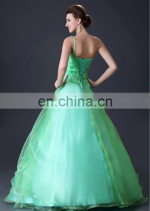Grace Karin New Style One Shoulder Green Quinceanera Dresses CL2678