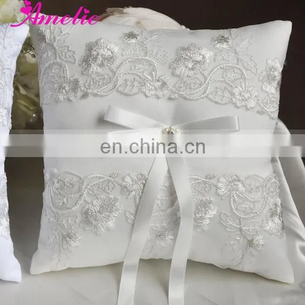 Embroidery Lace Ivory Ring Bearer Pillow