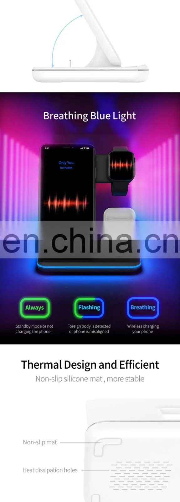 Wireless Charging New Arrivals 2020 For Apple Watch Charger Earphones Mobile Phone Holder Charger 3 In 1