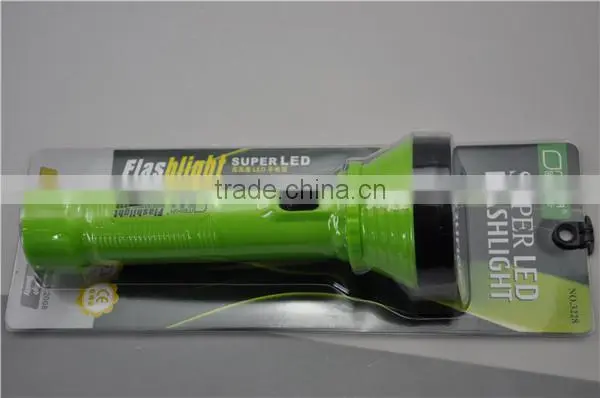 iron & plastic led flashlight with difference color made in china