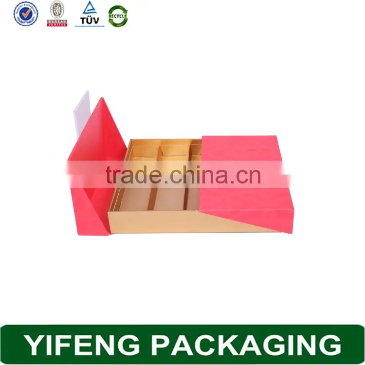 Customized empty pink cardboard paper gifts homemade chocolate gift box