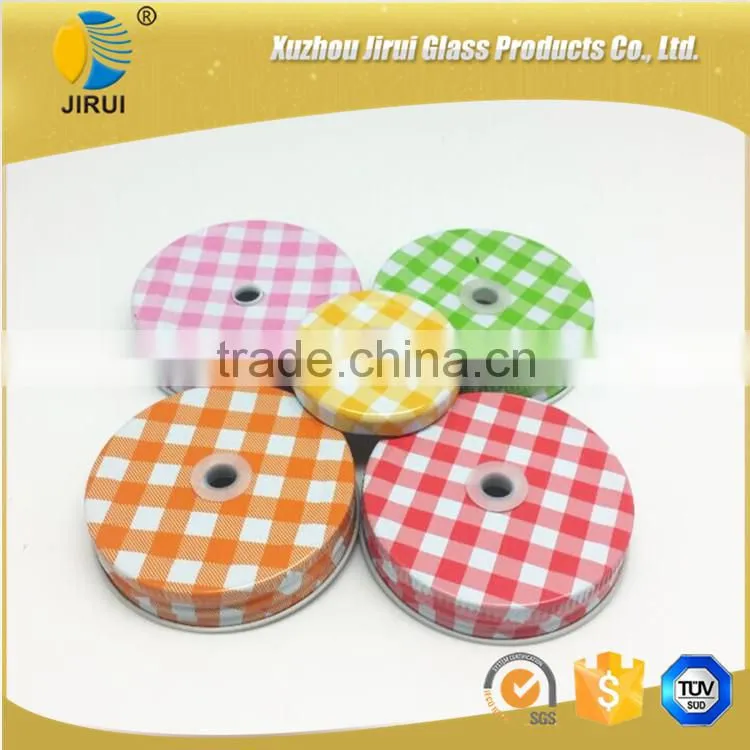 colorful lattice glass jar cap