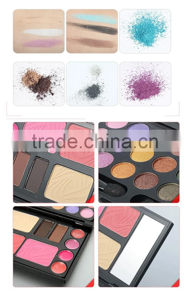 Multi-color blusher/rouge/blush powder makeup palete including eyeshadow,lip gloss adnd blesher