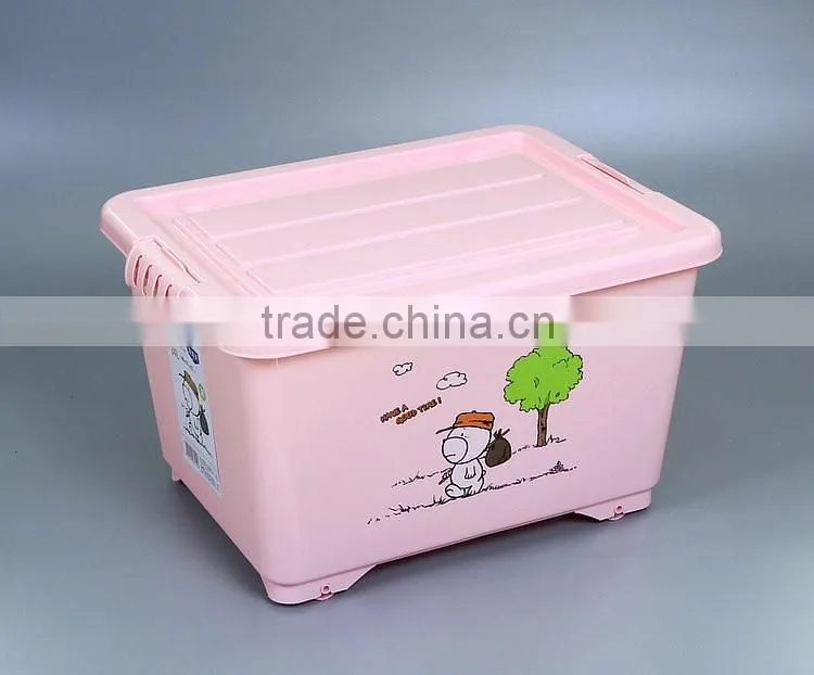 Multi Function Pink Home Large Plastic Storage Container Storage Box with wheels