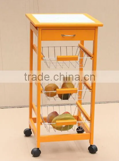 Pine Tile top Kitchen Trolley