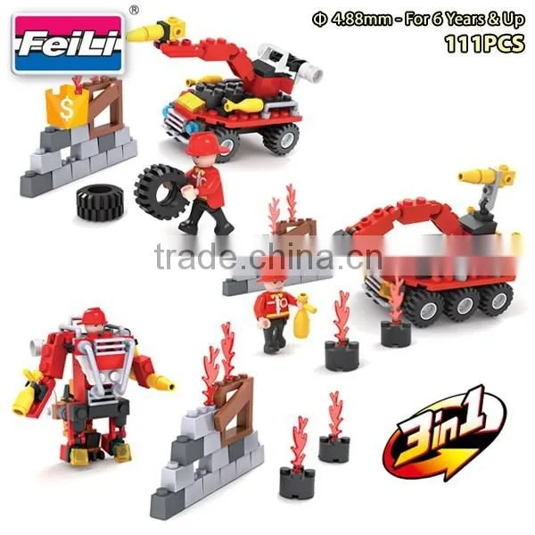 COGO fire fighter blocks 3 in 1 with 111pcs plastic building blocks for kids