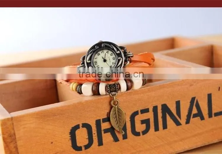 Cheap Leather Strap Quartz Watch Vintage Lady Wrist Watch Women