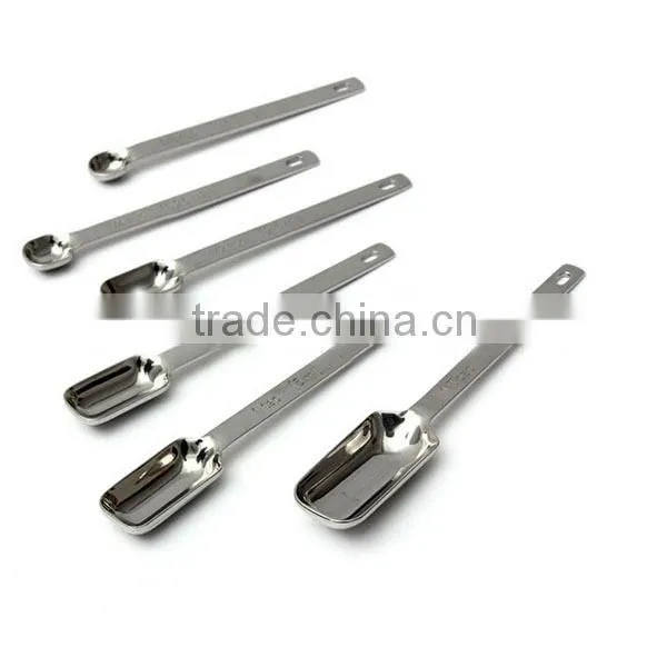 Manufacturer high quality stainless steel square head measuring spoons set of 6 coffee measuring spoon set