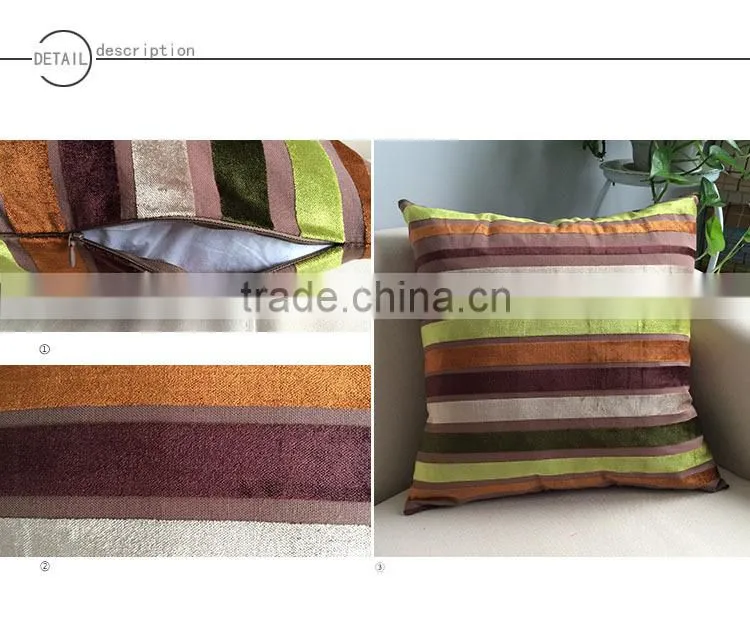 100% cotton velvet colorful strip pillow