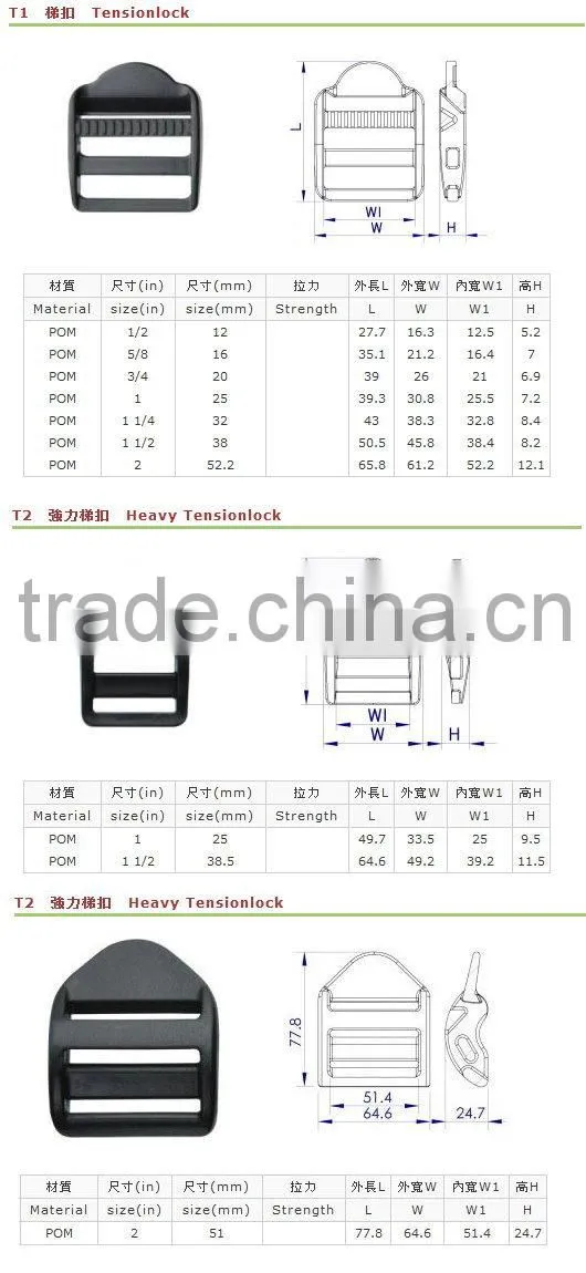 Adjustable plastic ladder lock buckle for webbing