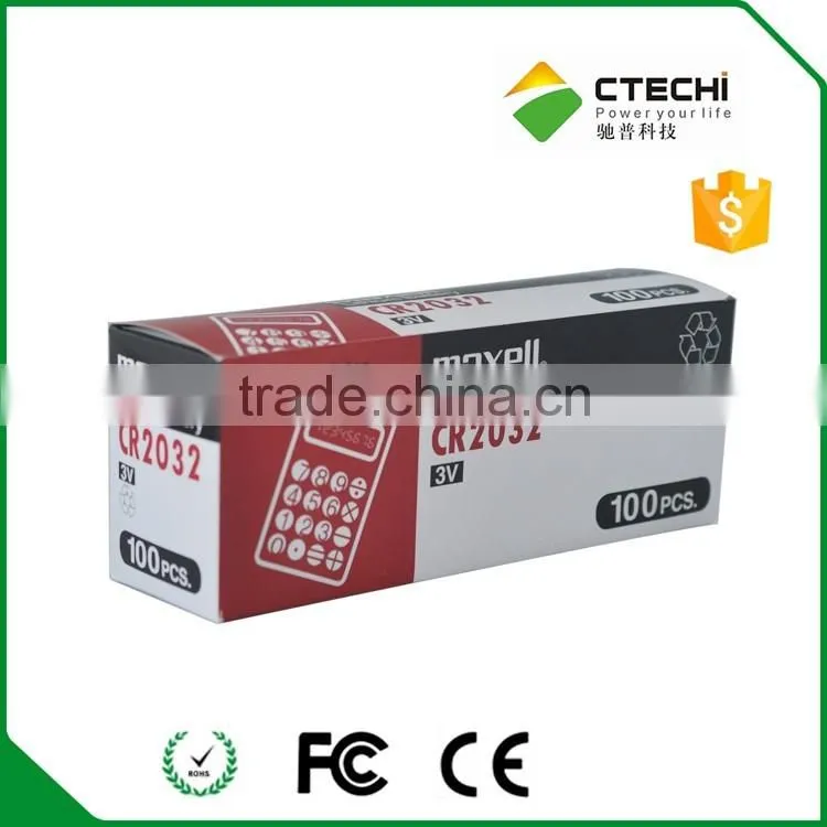 Maxell CR2032 coin lithium battery 3V with card/blister battery, 5pcs in a set