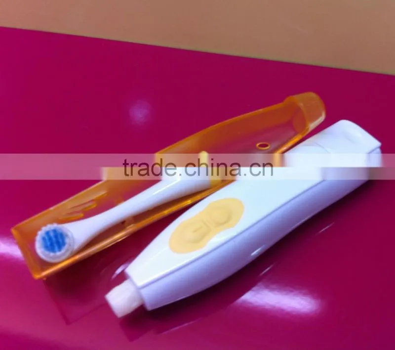 battery powered round brush head toothbrush for adult with protective cap