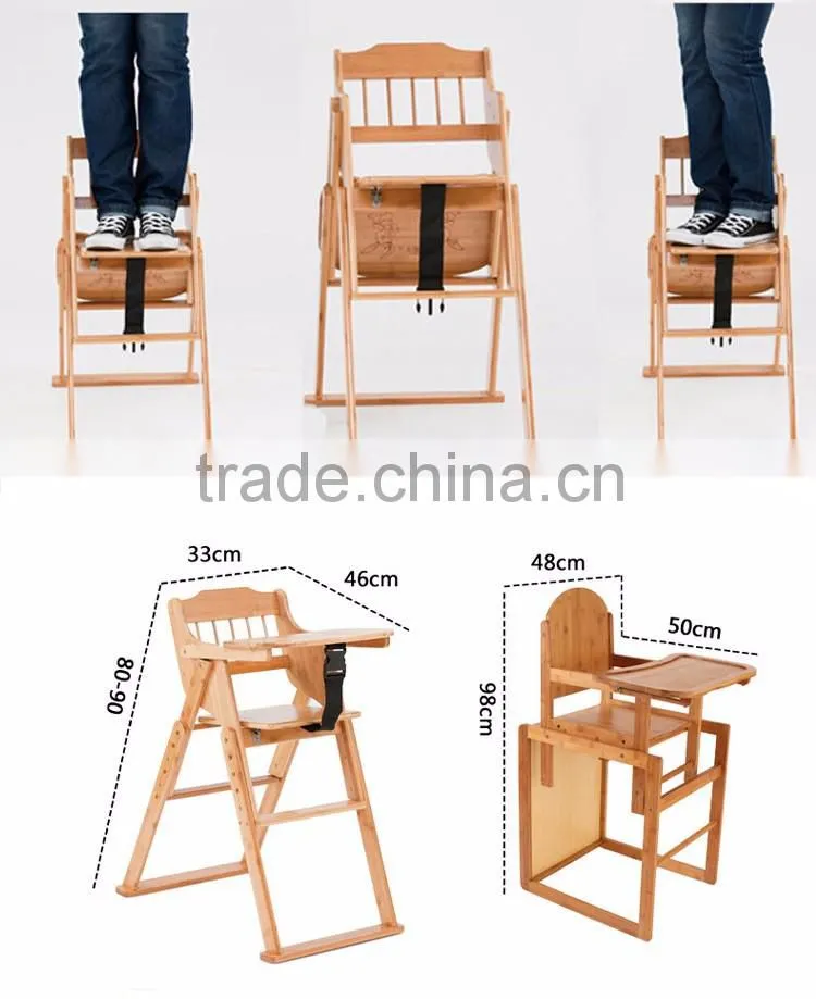 High Quality Advanced Child Adjustable Wooden Baby Feeding High Chair Lifting Baby Chair