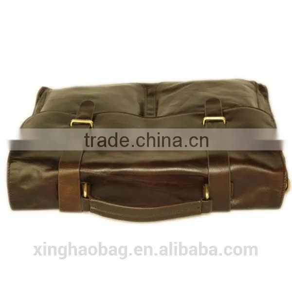 2014 branded men's briefcase brown leather briefcase bag
