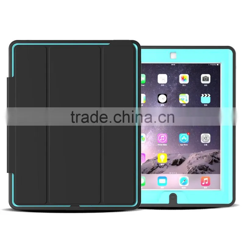 Luxury Wake Sleep Function Folding Stand PU Leather PC Back Cover Shockproof Protective Case For iPad 2/3/4 TB-0278