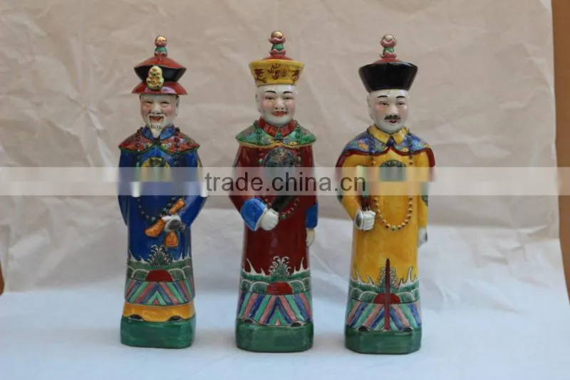 Chinese Antique Porcelain Blue and white Three Lucky Men Statue