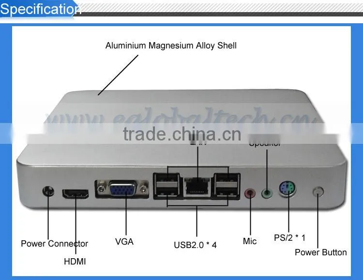 CPU Intel Atom Dual Core 1.86G support HDMI mini pc smart tv box