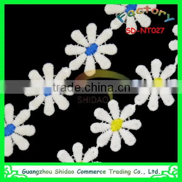 New design fashion flowers water soluble african poly milky guipure lace trim