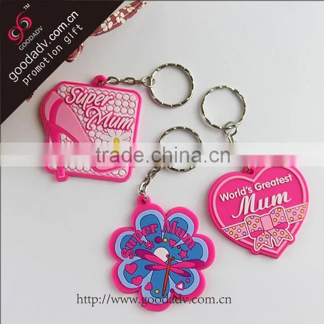 Printed logo & custom design advertising soft rubber key holder