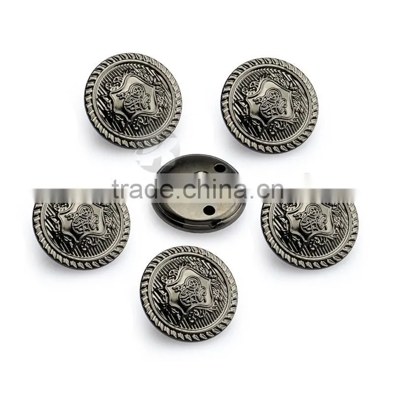 Embossed Logo Gunmetal Metal Sewing Shank Button
