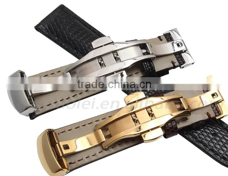18|20|22|24mm high quality genuine leather Men and women's Watch strap with double click buckle Wholesale 3PCS