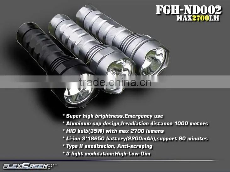 rechargeable 18650 battery 35W xenon led flashlight