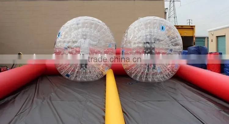 dual lane human hamster ball inflatable race track challenge for sale