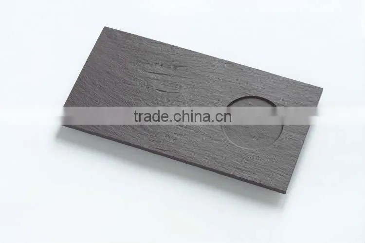 rectangular dessert plate with one groove to hold cup