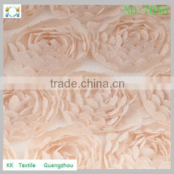 2014 western fashion design chiffon rose lace trim