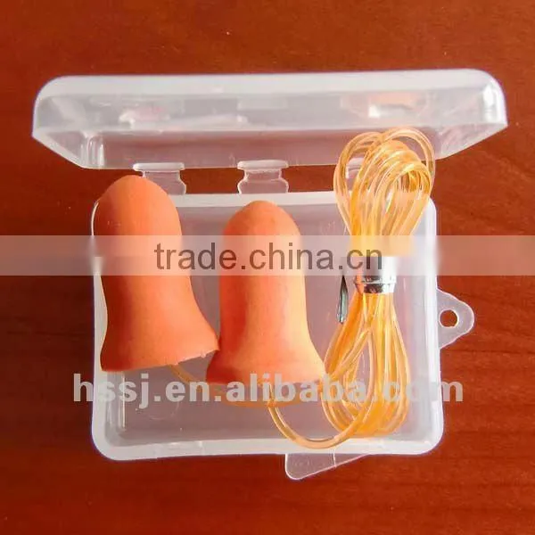 2016 bell shape ear plugs wireless foam ear plugs in pp box disposable bell shaped PU foam ear plugs string selectable Supplier