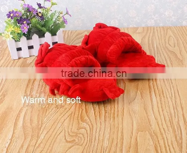 plush house slipper/kids plush slipprer/plush shrimp shaped slipper