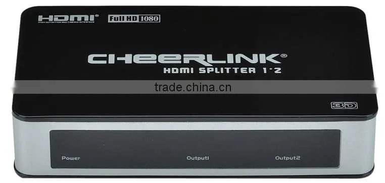 hot sell CHEERLINK Full 1080P HD/3D HDMI Splitter 1x2 / remote control/black