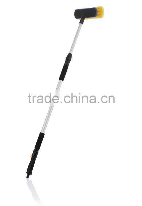 car brush with telescopic handle water flow through PVC soft bristles