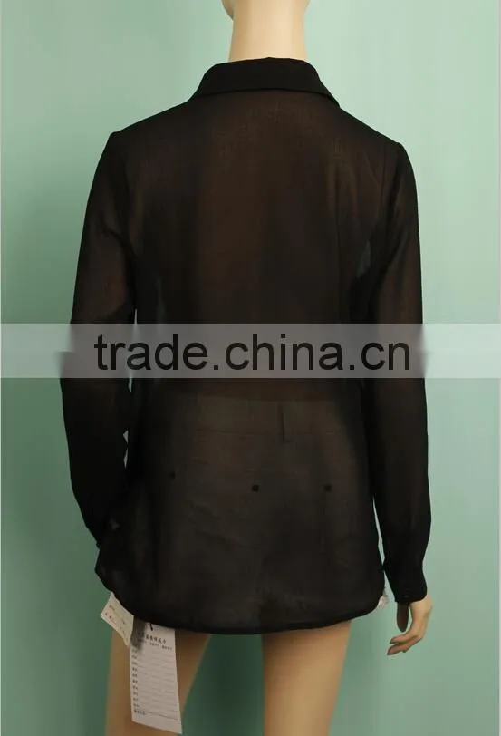 Office lady wear long sleeve chiffon digital printed uniform blouse WT140430257