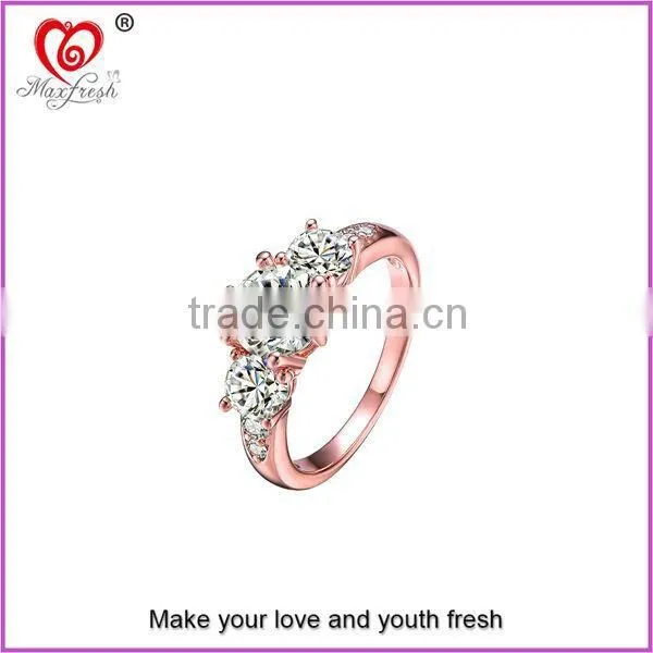 Maxfresh Cluster Ring Rose Gold Plating Gemstone Rings for Lady X'mas Gift