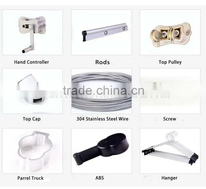 2016 new design Hand Cranked Adjustable Aluminum Clothes Drying Rack