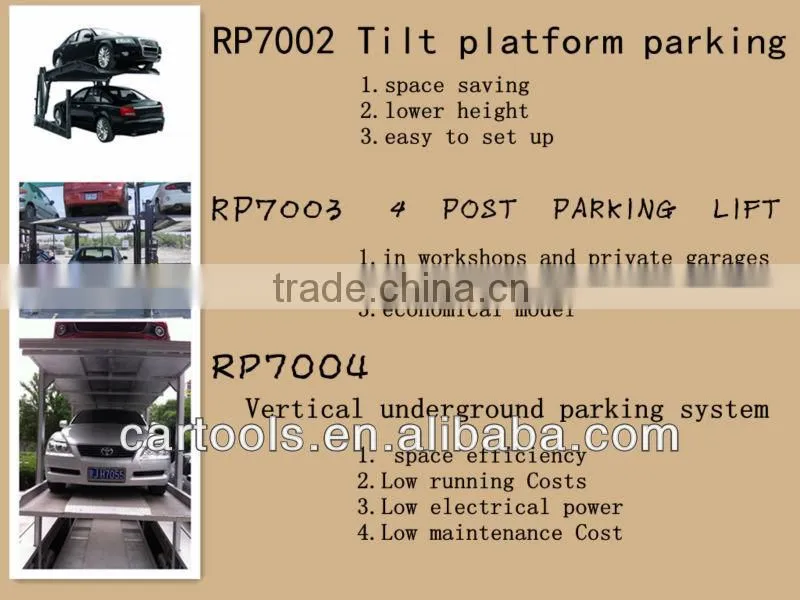 lift slide parking system with several levels and dozens of car space