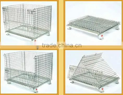 Foldable stack wire mesh steel container, wire mesh cage, steel cage