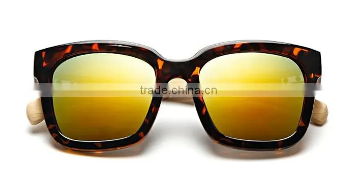 Handcraft sustainable eco-friendly custom wood sunglasses polarized mirror lens PC frame sunglasses with bamboo temple