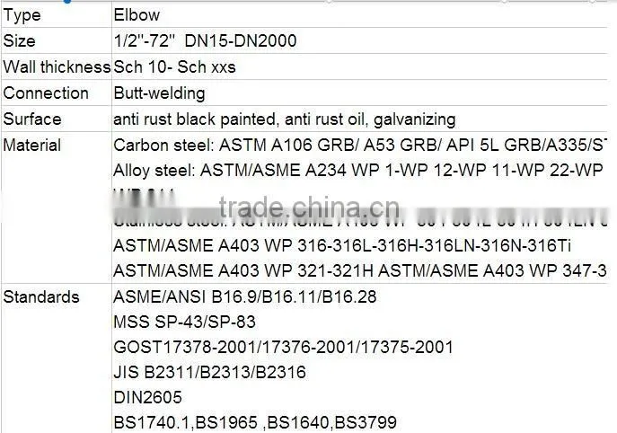 Carbon Steel Elbow 90 degrees long radius,seamless elbow