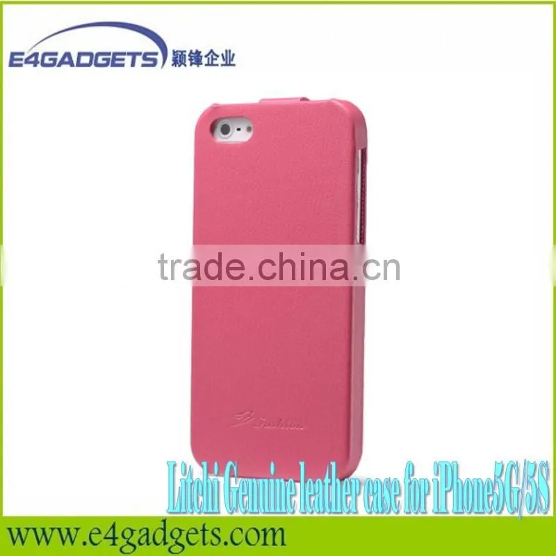 2013 New arrival hot sell design Litchi veins Flip Cowskin leather smart case for iphone5,for iphone5 case