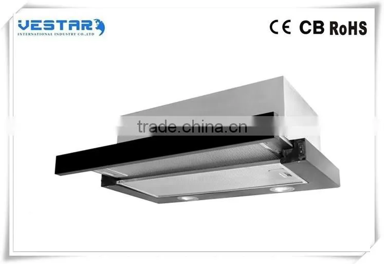 kitchen stainless 60 cm 120/200W saving engryrange hood EB3616F-BPNG Black glass soft touch Telescopic cooker hood