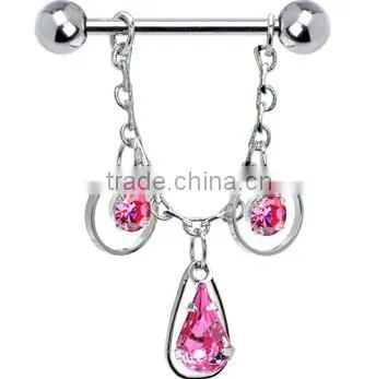 Pink Teardrop Nipple Ring Stainless Steel Nipple Jewelry