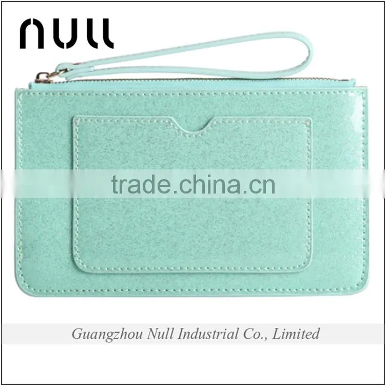 Hot Selling Candy Colorful Patent Leather Outside Pocket Zipper PU Wallet for Girl