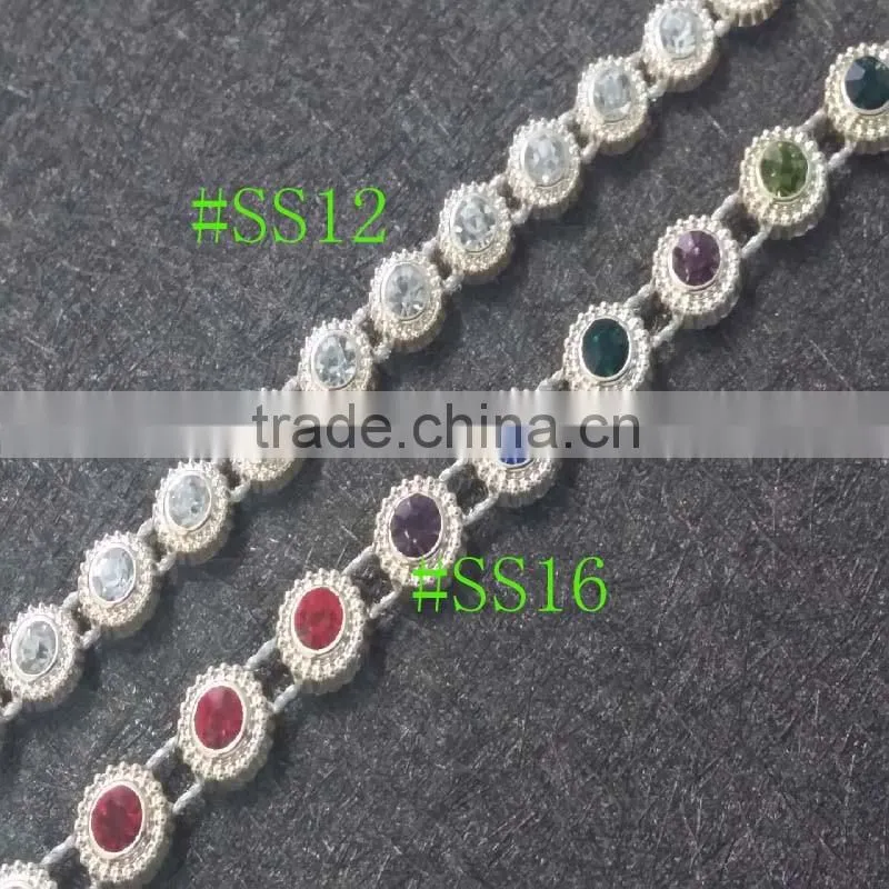Gold UV electroplating diamond Trimming. Crystal Rhinestone BandingSS12 rhinestone Banding . Wholesale